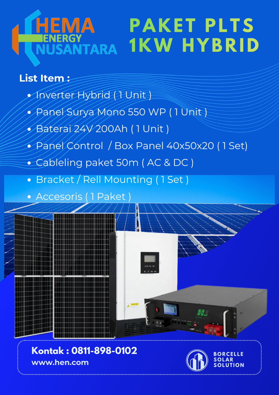 Paket PLTS 1KW Hybrid