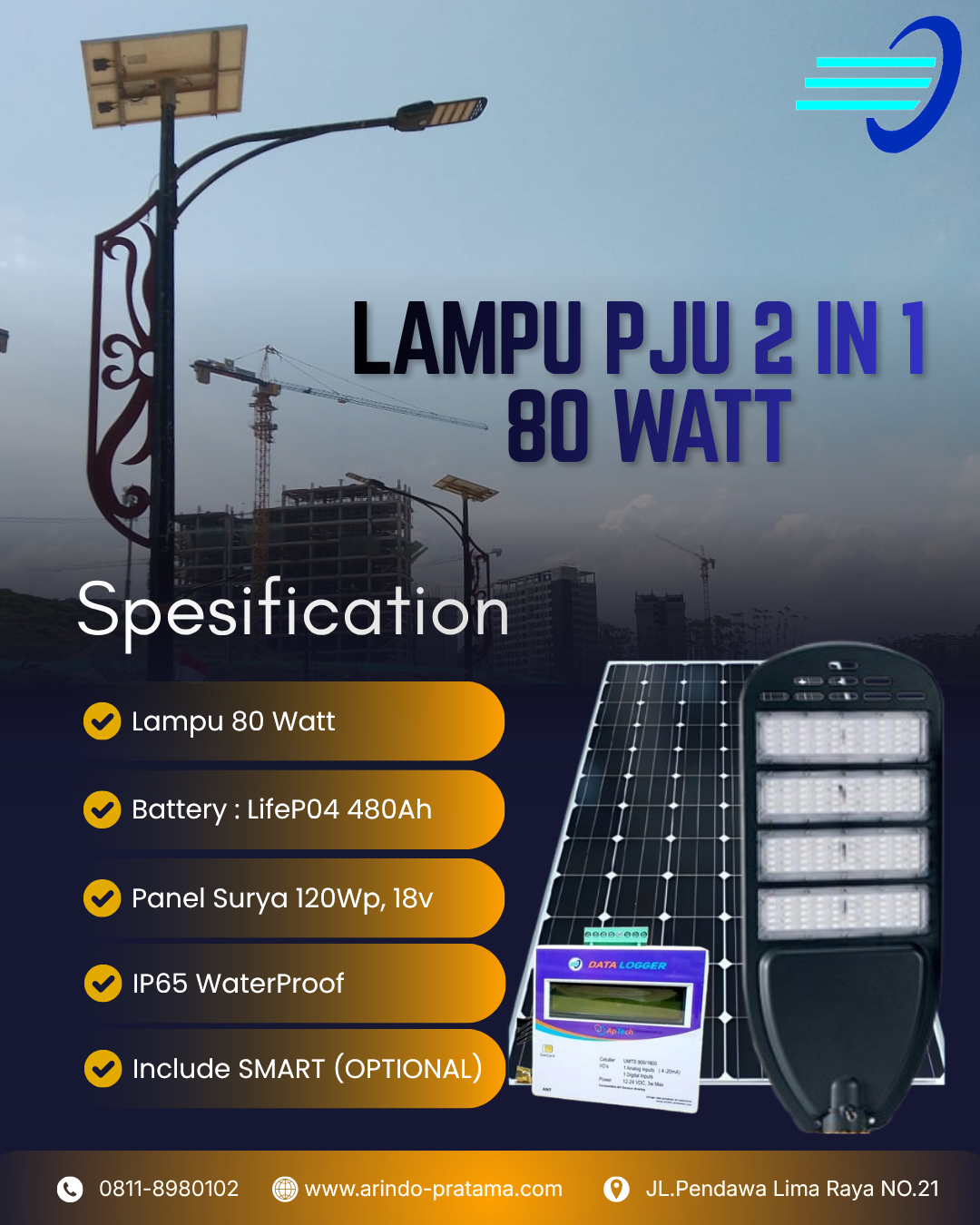 LAMPU SOLAR 2 IN 1 - 80W