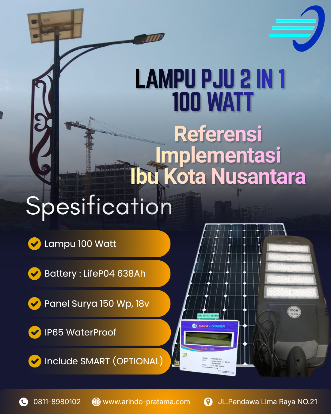 LAMPU SOLAR 2 IN 1 - 100W